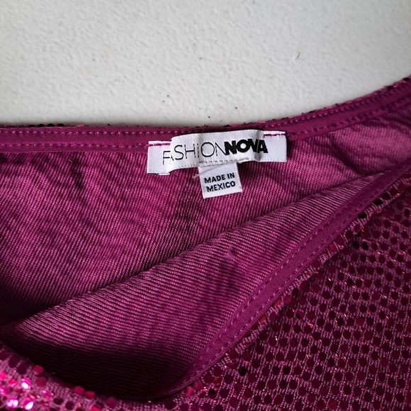 Living the Dream Sequin Bodysuit Fashion Nova Fuchsia - Picture 6 of 8